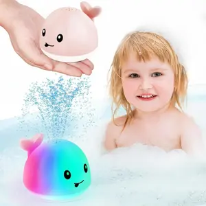 2026 Children's Day Gift Light-Up Whale Bath Toy, LED Sprinkler Bathtub Fountain Pool Toy, Soft Portable Bubbler with Shape Sorter, Sensory Educational Water Play Toy for 1-3 Year Old Toddlers