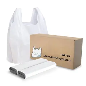 Plastic Bags - 100 Pack (11.5'x 6.5" x 21') with Handles for Small Business, Restaurants, Grocery & Trash