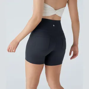 Halara High Waisted Back Pocket Yoga Biker Shorts 5''