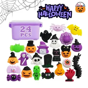 24PCS Halloween Squishy Toys – Mini Kawaii Mochi Squishies, Stress Relief Toys for Kids, Anxiety Fidget Packs & Party Favors