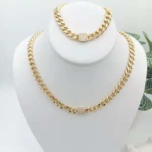 Yordy Monaco Style Cuban Link Choker Set for Men or Women 14K Gold Plated Elegant Necklace Daily Use High Quality Unisex Fashion Matching