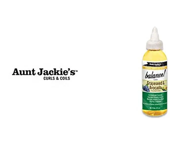 Aunt Jackie's Balance Growth Treatment with Grapeseed, Improves Hair Porosity & Tensile Strength, Lightweight Pre-Shampoo & Scalp Treatment for Adults, 4 oz, Avocado, Grapeseed & Avocado, Lightweight Oil, Strengthens Roots, Moisturizing, 4Oz