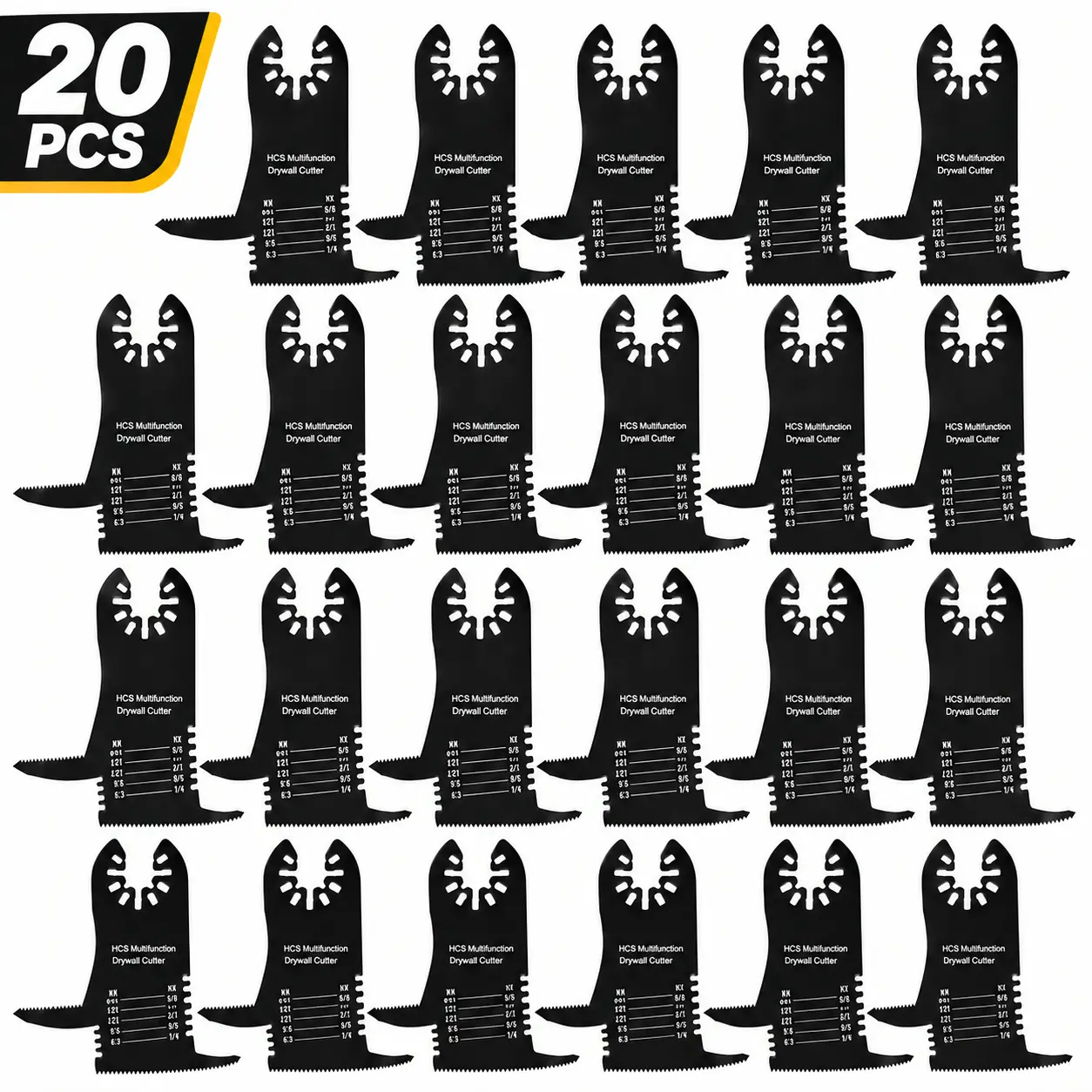 20PCS Oscillating Saw Blades for Multi Tools, Double-edged Drywall Oscillating Multitool Cutting Blade for Wood Plastics Sawing, Slicing, Sanding, Buffing, Polishing, Shovelling, Small, Black