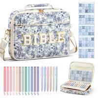 Blue Pomegranate Flower-Quilted Bible Bag(not PU)