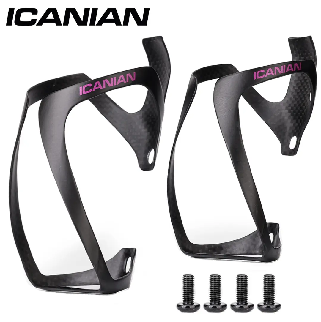 ICANIAN Carbon Fiber Water Bottle Cages (2-Pack), Ultralight & Long-Lasting Bike Components & Parts, Outdoor Active Accessories for Road Cycling, Durability, Highly Compatible, Bicycle Gear