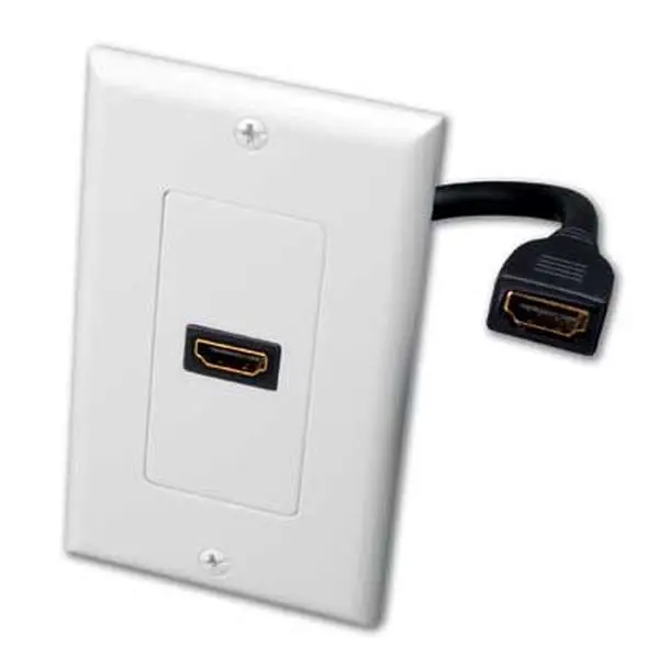 212 MAIN Single HDMI Wallplate with Pigtail - Audio & Video Wall Plates Cable Adapter, Wall Mount, Quick Connect, Compact, Digital Signal, White, Trim Included, HDMI Port (Model 120931X) | Electronics Accessories for Computer Cable, Quick And Easy Hdmi Wa