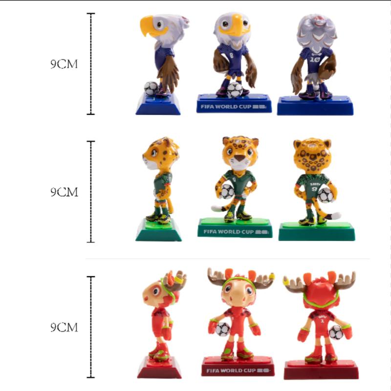 New 2026 cute mascot dolls from the United States, Canada and Mexico, cartoon figurines and gifts (1 box of 3), 9cm in size