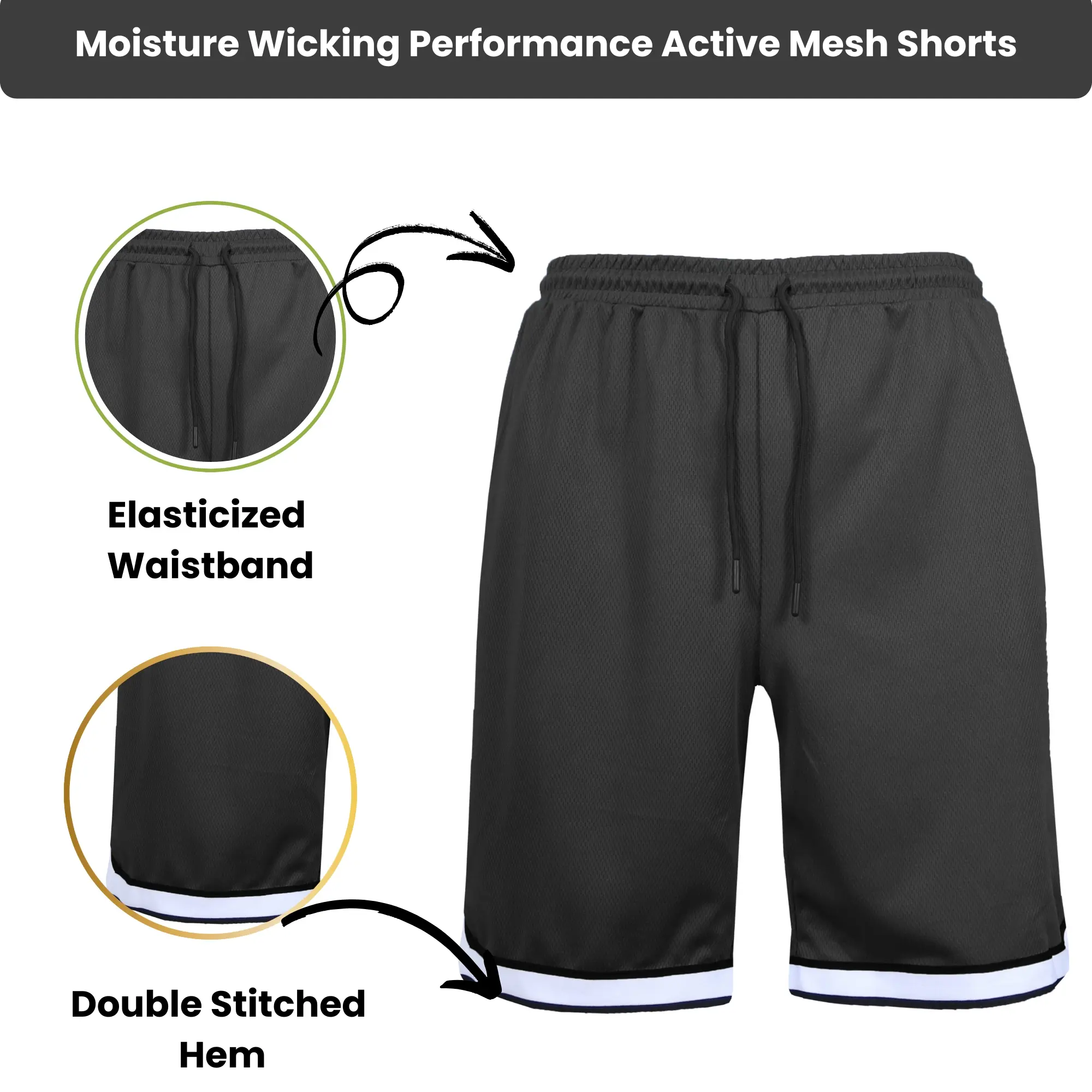 Men's 5-Pack Premium Active Moisture Wicking Workout Mesh Shorts With Trim Summer Outdoor Bottoms Men's 5-Pack Premium Active Moisture Wicking Workout Mesh Shorts With Trim Summer Outdoor Bottoms