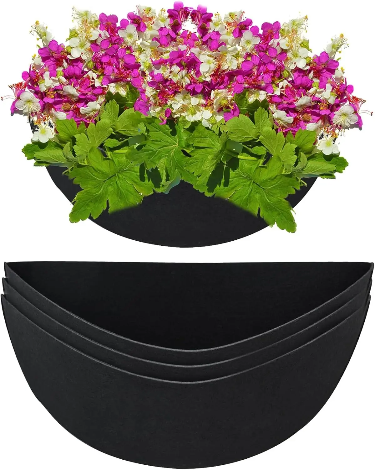 3PCS 16 Inch Half Round Planter Liners Fabric Plant Liners Half Circle Flower Basket Liners Replacement Felt Liner Coconut Liners Alternative for Wall Hanging Basket Planter