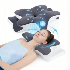 Ergonomic Memory Foam Neck Pillow Unscented Cooling Cover Zoned Support Extra-Large Armrest for Side Stomach Back Sleepers Contoured Double-Sided