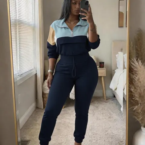 Women's 2026 Fall Long Sleeve Two Piece Set Fitted Top & High Waist Pants Casual Lounge Outfit