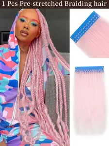 26 INCH 90 G Synthetic Low Temperature Braiding Extension Hair Pink White Light Brown Hair For Women And Men Used Daily Party Holiday Festival Textile Braided Hair Extensions
