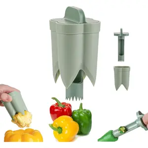 2 in 1 Pepper Corer Seed Remover Bell Pepper Cutter Deseeder Fruit & Vegetable Corer Tool Unique Kitchen Gadget for Family Party Camping BBQ