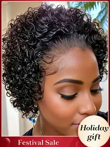 6 Inch Short Wigs for Women, Gorgeous Fluffy Wigs, Human Hair Wigs for Party, Daily Use, Curly Bob Wig, Glueless Curly Wig