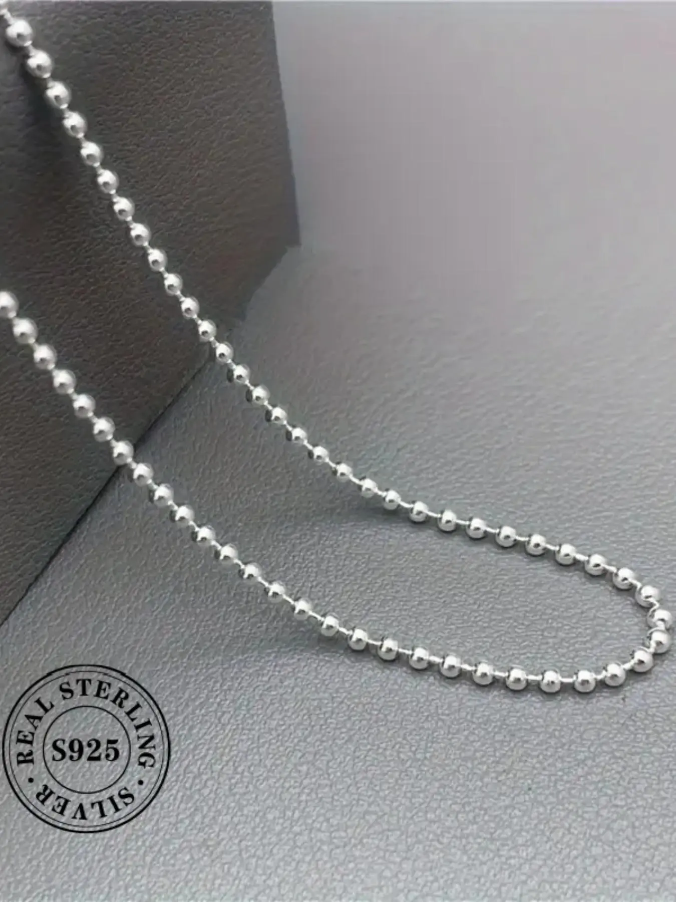 925 Sterling Silver Round Bead Design Necklace, Minimalist Ball Chain Necklace for Women & Girls, Fashion Jewelry for Party, Daily Decor, Daily Versatile Chain, Trendy All-match & Exquisite Jewelry for Birthday Gift