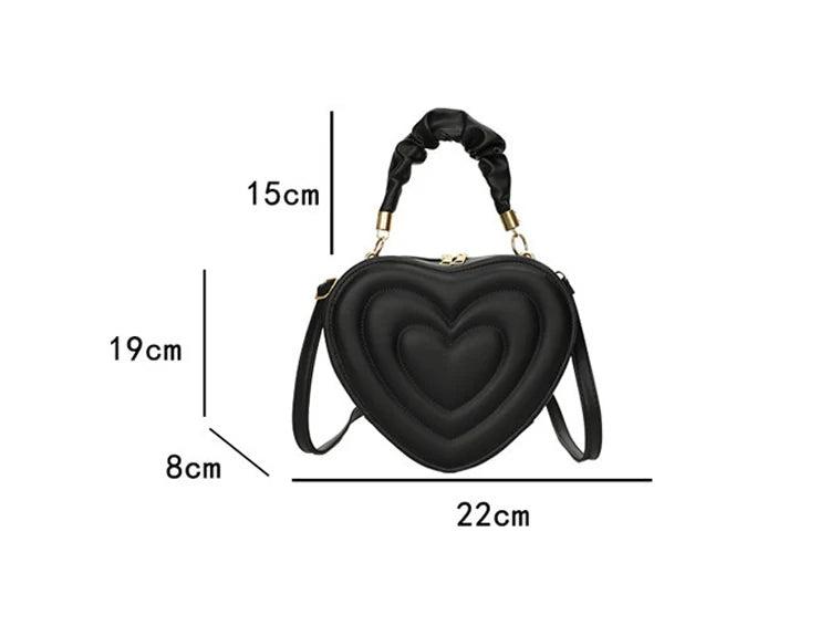 Women’s Heart-Shaped PU Leather Shoulder & Crossbody Bag – Small Designer Handbag