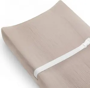 Meowcards Muslin Changing Table Pad Covers with Boho Style, Neutral Color Soft and Breathable