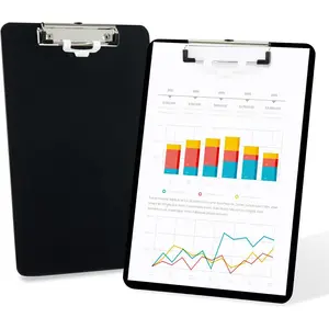 Plastic Clipboard, Clip Board with Low Profile Clip, Standard A4 Letter Size Clipboards for , Students, Office and Women, Black, 2 Pack