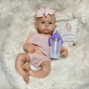 13 inches 33 cm lifelike full silicone girl doll, soft touchrebirth doll, comes with clothing birth certificate andmore, perfect gift for birthdays and Christmas