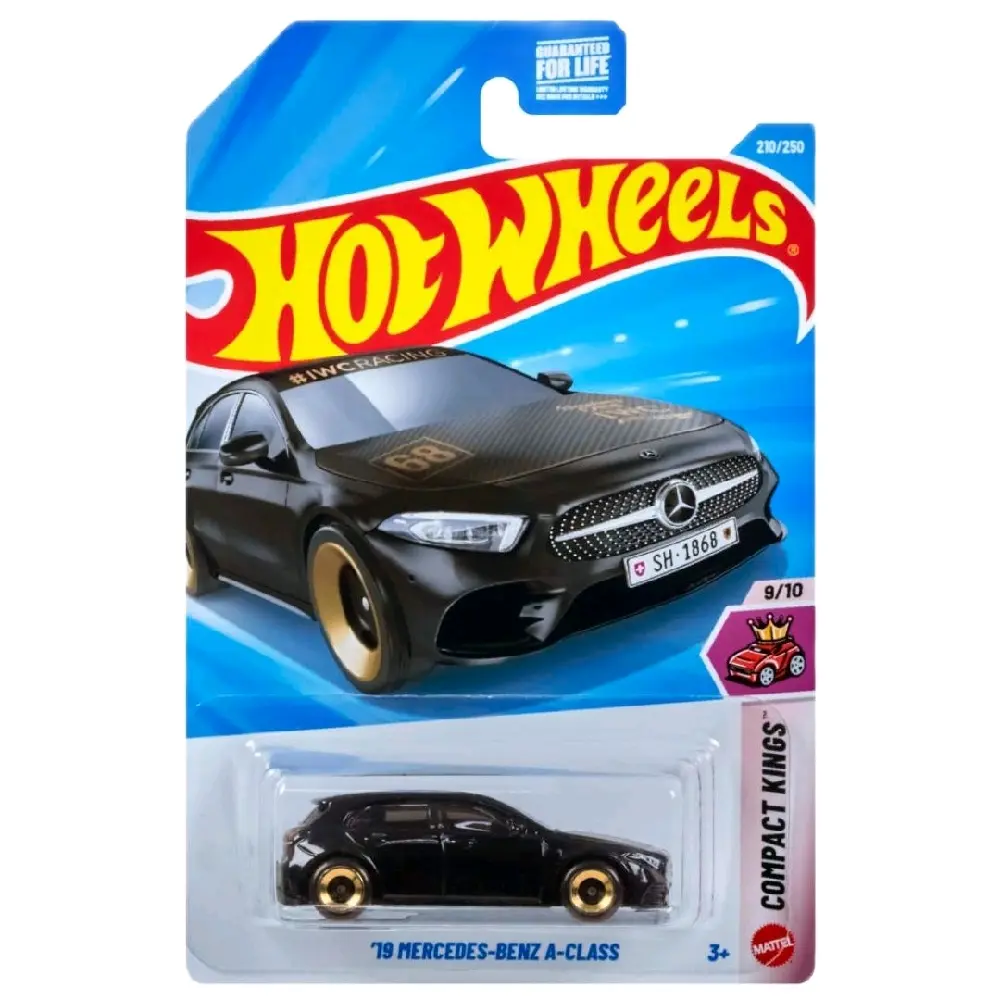 Hot Wheels Compact Kings '19 Mercedes-Benz A-Class Black/Gold Diecast Metal Model Car, Collectible Display Toy