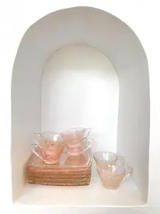 VINTAGE PINK SPLATTER TEACUP SET