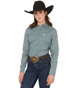 Cinch Women's Geo Print Long Sleeve Button-Down Western Shirt - Msw9164243