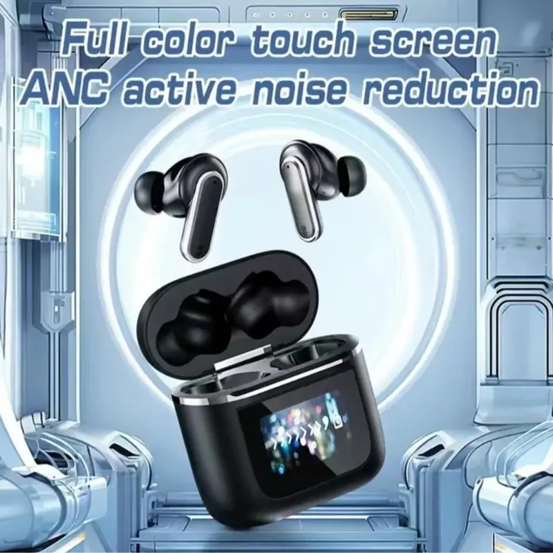 2024 TWS YX27 ANC Noise Cancelling Earphone HD Stereo Wireless Earbuds In-Ear Headphone Display LCD Touch Smart Screen Earphones