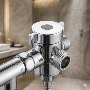 Triple Function Shower Diverter Valve, No Tools Installation Dual Outlet Adapter, Compatible with Bidet Sprayer and Standard Shower Head, G1/2 Thread Eco Brass Quick Connector Faucet Fitting