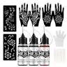 Temporary Tattoo Ink & Stencil Kit, 3 Bottles Ink & 6 Sheets Stencils, DIY Temporary Tattoo Kit, Body Art Cosmetic Makeup Set, Tattoo Tool Accessory, Trending Tattoo Stencil Supply, Tattoo Supplies