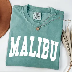 Comfort Colors Malibu Shirt, Vintage Apparel Women Clothing Vacation Trip Gift Flag