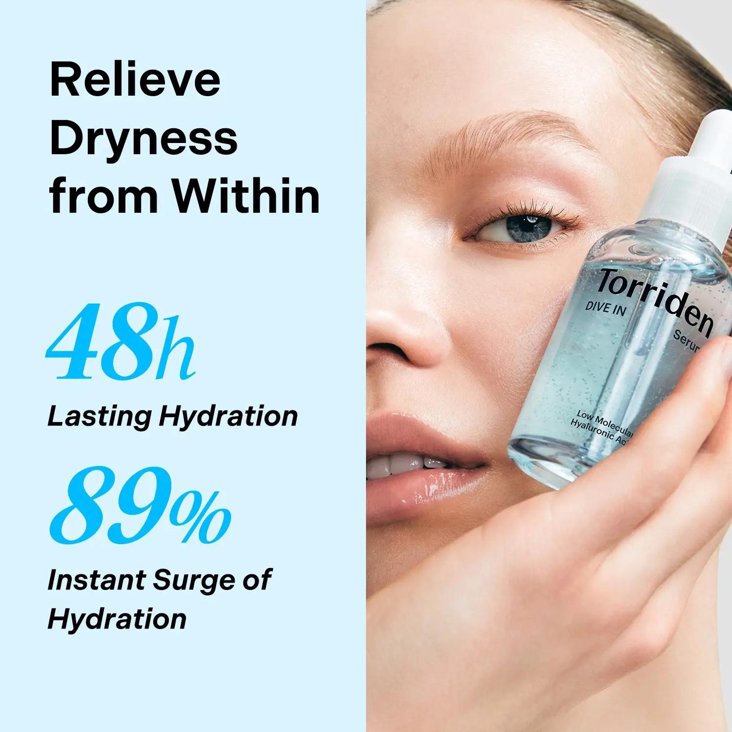 DIVE IN Low-Molecular Hyaluronic Acid Serum 50ml / 1.69 fl. oz. | Lightweight Hydrating Facial Serum for Glowing Skin