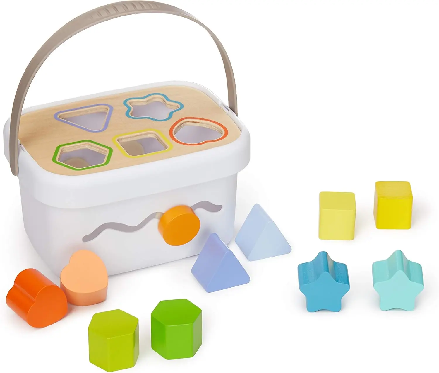 Basics Wooden Shape Sorter and Rainbow Stacker Classic Baby Toy Set Sorting Play for Infants Age 12M , Medium, Multicolor