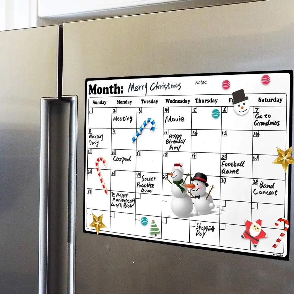 Dry Erase Refrigerator Calendar Board - Visual Schedule Board, Stain Resistant Refrigerator Organizer, Erase Many Times Planner for Women, 11.5in x 14.7in Office Stationery