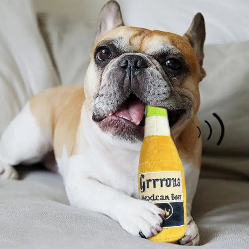 Bottle Shaped Pet Plush Toy, Pet Chew Toy, Pet Interactive Toy, Dog & Cat Accessories, Fun Toy for Small Medium Large Dogs, Christmas Gift