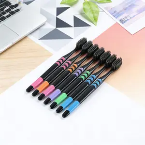 10 Pieces Mixed Color Soft Bristle Charcoal Toothbrush Set for Adults, Gentle on Gums with Deep Cleaning Activated Charcoal, Portable Oral Care for Home Guests