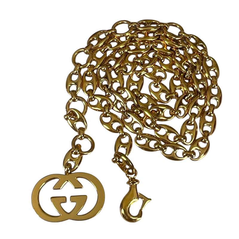 Pre-owned Gucci GG Blondie GHW Plated Belt Necklace Purse Charm Claw Closure Chain 70cm 32"