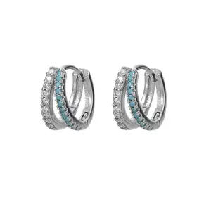 Minimalist Double-Circle Turquoise Earrings with a High-End Feel, Light Luxury DDES0654 Geometric Design, Exquisite and Versatile Earrings, 14K Gold-Plated