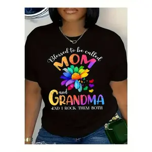 [100%25 Cotton] Heartfelt And Empowering T - Shirt: "Blessed To Be Called MOM And GRANDMA AND I ROCK THEM BOTH" With Colorful Flower Design T-Shirt For Men And Women