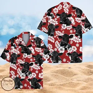 Black Angus Cattle Hawaiian Shirt: Tropical Aloha Button Down