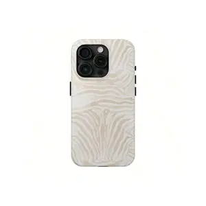 Beige Zebra Print Phone Case - Durable, Anti-Drop, Waterproof,  Finish, Elegant Abstract Tough Case For IPhone,Suitable For IPhone 17 Air