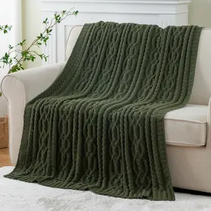 Battilo I Woven Chenille Knit Throw Blanket Versatile for Chair, 51 x 67 Inch Super Soft Warm Decorative Blanket,Spring Summer Throw Blanket