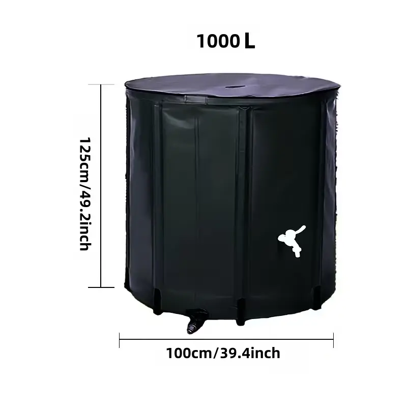 264/300 gallon foldable outdoor water storage tool/rain barrel, heavy-duty garden water tank/rain barrel