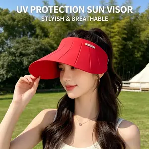 Adjustable Wide Brim Sun Visor Hat with Lightweight Fabric for Outdoor Activities