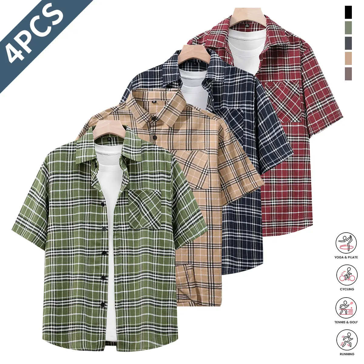 Green + Khaki + Navy Blue + Red