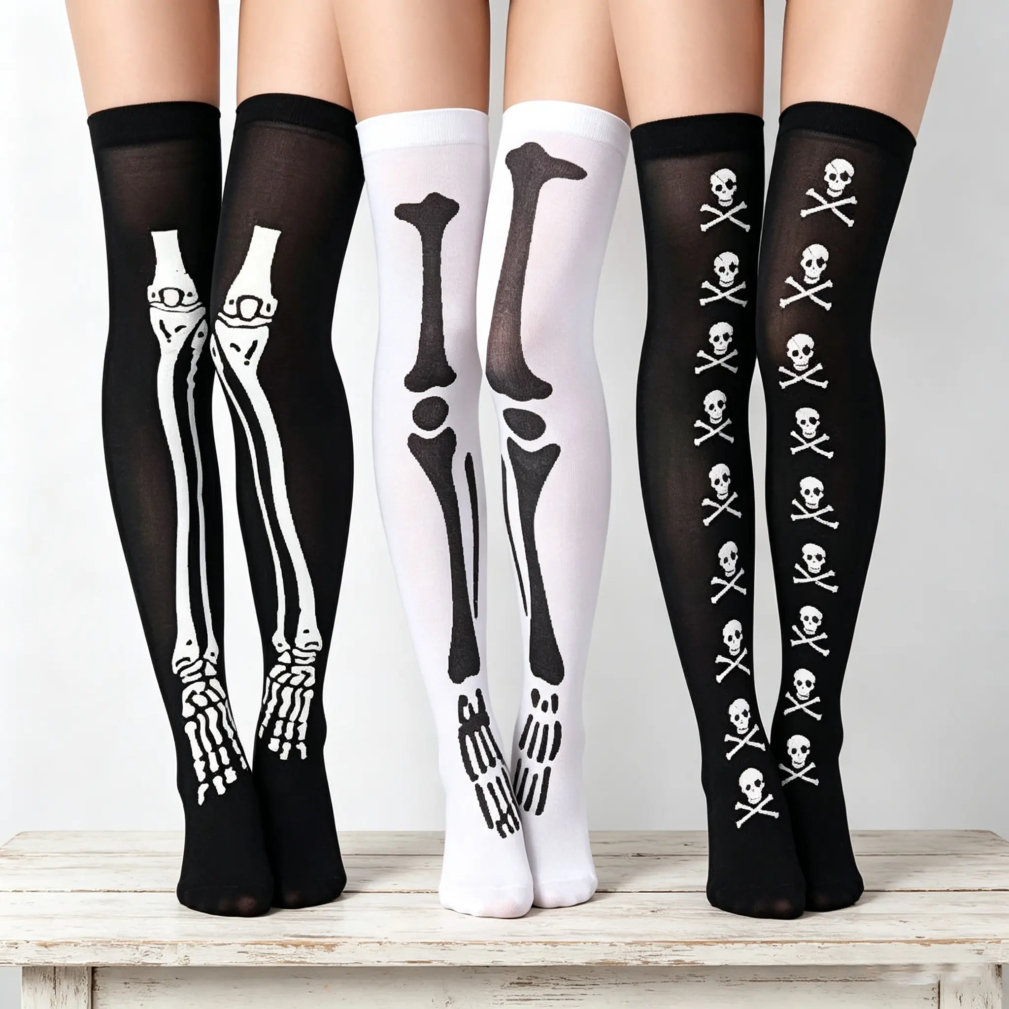 Set-of-4 Comfortable All-Seasons Over-the-Knee Sports Socks for Christmas, Halloween Cosplay Costumes Parties