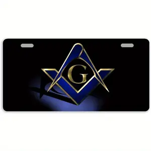 License Plate Masonic Aluminum License Plate Car Label Car Label License Plate Cover with 2 holes 12 x 6 inches as decoration only. 2D