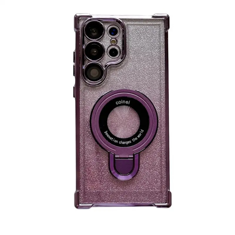 Magnetic Stand Glitter Electroplated Hard Phone Case - Airbag Shockproof, Ultra-Thin - Cover with Protection for Samsung S25, S26 Ultra, A56 + Bonus Screen Protector