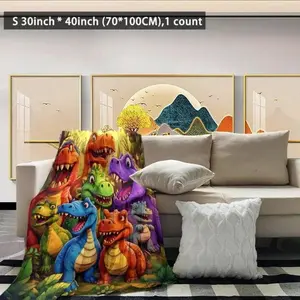 Soft Flannel Dinosaur Print Bed Blanket - Colorful Dino Jungle Design Cozy Chic Throw for Kids Bedding. Warm Snuggle Blanket for Toddlers, Boys Room Decor & Nursery. Add Prehistoric Charm & Summer Vibes!
