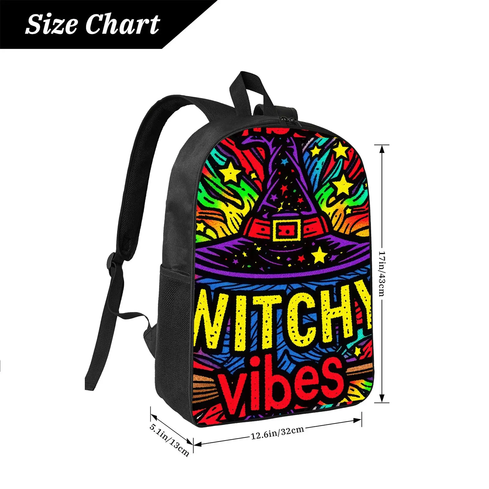 Halloween Print School Backpack, Lightweight Student Bookbag Casual Daypack for Girls Boys Daily School Trip