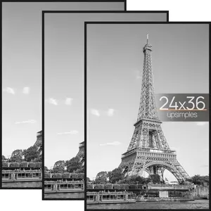 3 Pack 24x36 Poster Frame Black, Picture Frames 24 X 36 For Horizontal Or Vertical Wall Mounting - Slide-In Photo Frame Strips, Scratch-Proof Wall Gallery Photo Frame